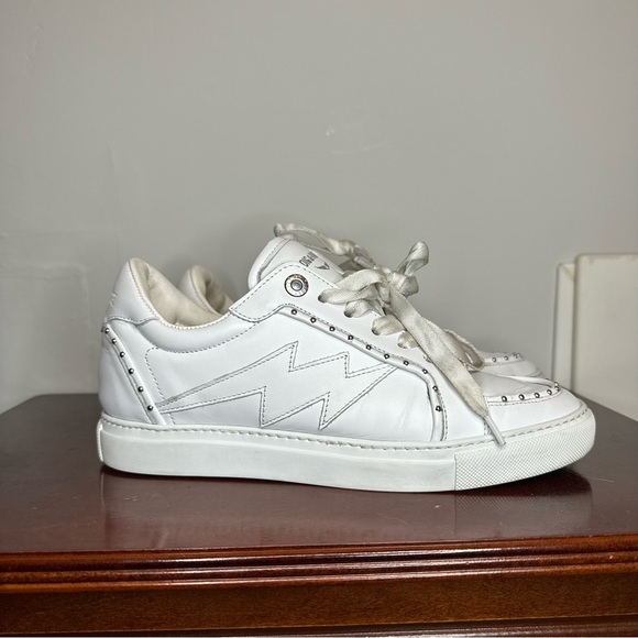 Zadig&Voltaire La Flash Women’s low top leather sneakers - Size 7 White - Picture 3 of 14